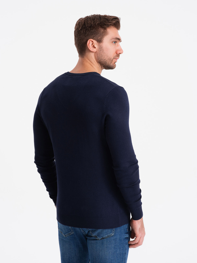 Elegant men's sweater with a v-neck - navy blue V22 OM-SWBS-0107