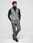 Elegancka męska kamizelka w jodełkę SLIM FIT - szara V1 OM-BLZV-0143