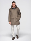 Men's insulated coat with hood and concealed zipper - black V1 OM-COWC-0110