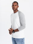 Men's longsleeve with raglan contrast sleeves - white and gray V5 OM-LSCL-0105