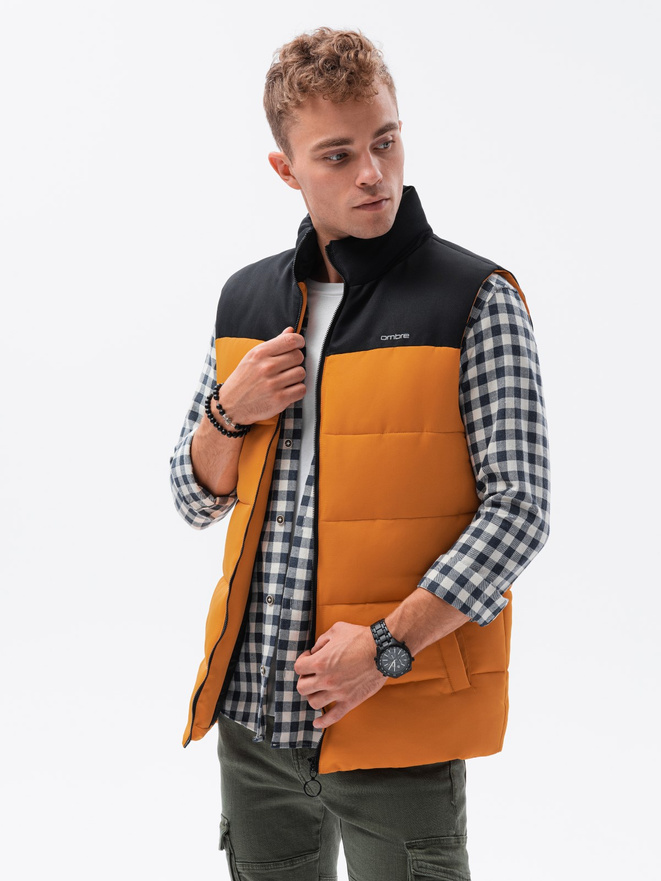 MEN'S QUILTED SLEEVELESS V63 - MUSTARD
