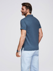 Men's polo t-shirt with decorative buttons - dark blue V8 S1744