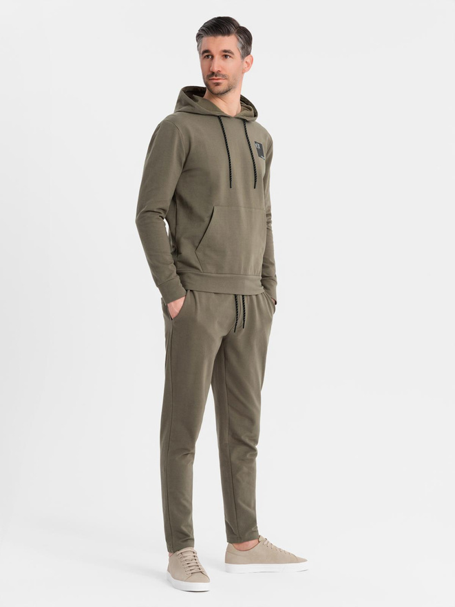 Men's sweatshirt set hoodie + sweatpants - olive V4 Z107