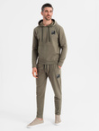 Men's sweatshirt set hoodie + sweatpants - olive V4 Z107 