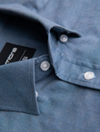 Men's SLIM FIT shirt in decorative fabric with pocket - blue OM-SHCS-0174