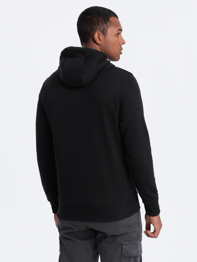 Men's non-stretch hoodie - black V1 OM-SSBN-0120