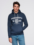 Men's sports hoodie with large print - navy blue V2 B1714