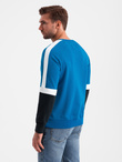 Tri-color men's sweatshirt with raglan sleeves - blue V4 OM-SSNZ-22FW-003 
