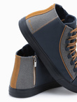 Męskie buty trampki z kontrastującymi elementami - granatowe V2 OM-FOTH-0140