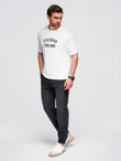 Men's denim JOGGERS pants with classic flare - black V3 OM-PADJ-0265