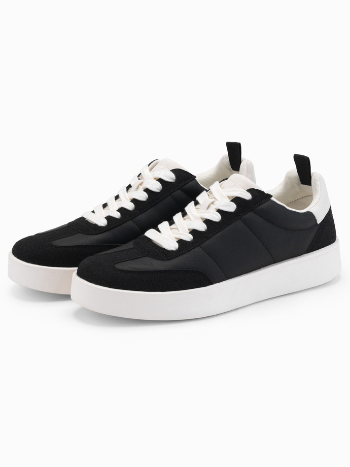 Męskie oldschoolowe sneakersy na grubej podeszwie – czarne V4 OM-FOSL-0170
