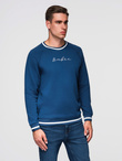 Unbuttoned men's sweatshirt with stand-up collar and hood - black V1 OM-SSZP-0216
