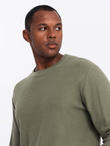 Sweter męski RELAXED FIT z dzianiny o splocie diamentowym – oliwkowy V4 OM-SWSW-0110