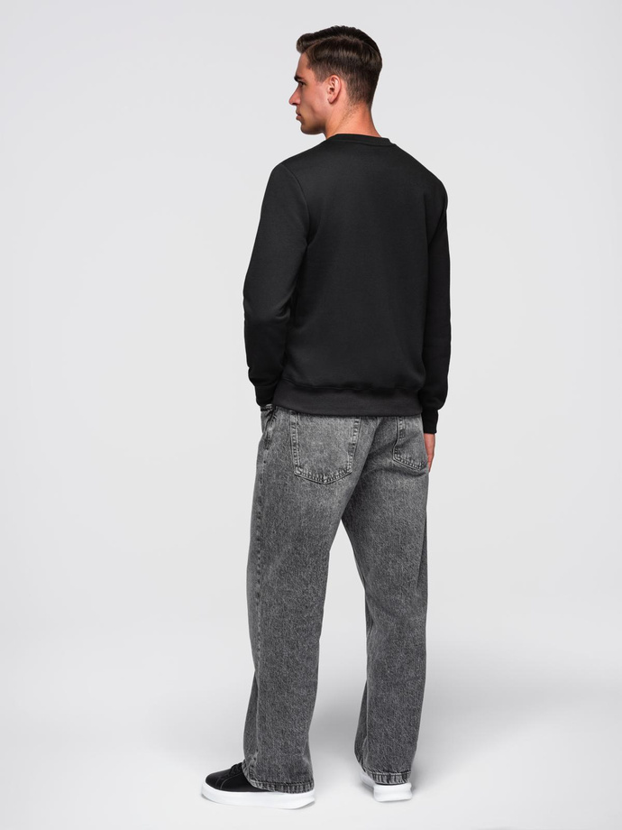 Klasyczna dresowa męska bluza z napisem – czarna V4 B1711