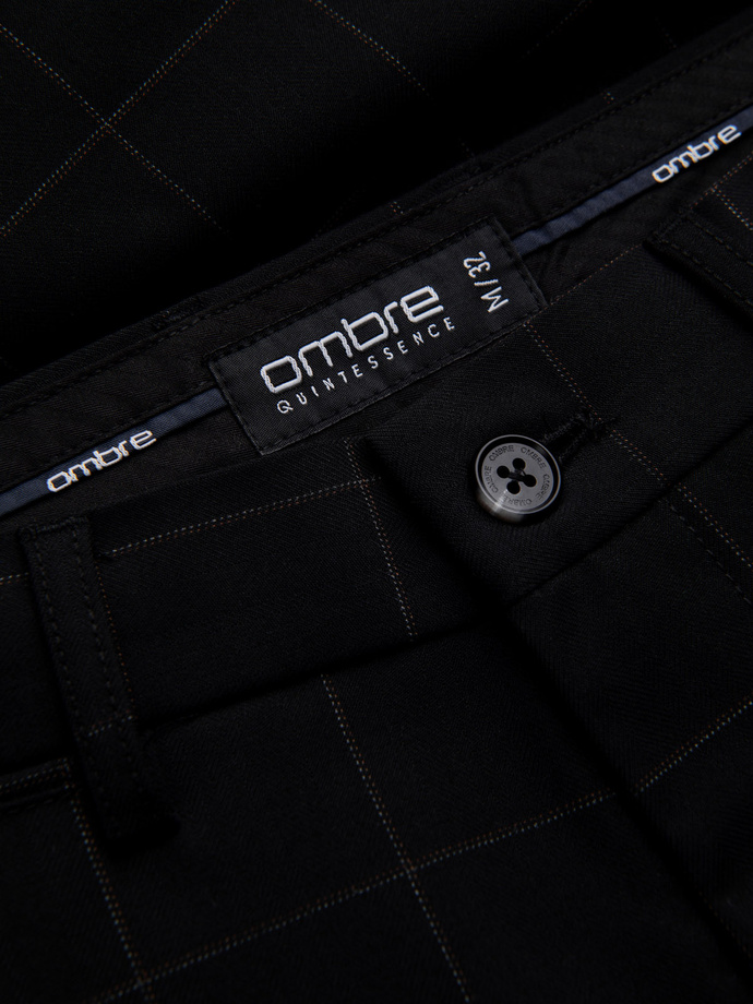 Men's pants with a classic cut in a delicate check - black V5 OM-PACP-0187