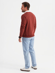 Bluza męska z białym kołnierzykiem polo - bordowa V3 OM-SSNZ-0132