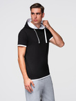 Men's cotton hooded t-shirt - black V9 OM-TSCT-0256