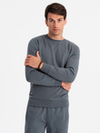 Dresowy męski bawełniany komplet BASIC bluza nierozpinana + joggery – grafitowy V11 Z84