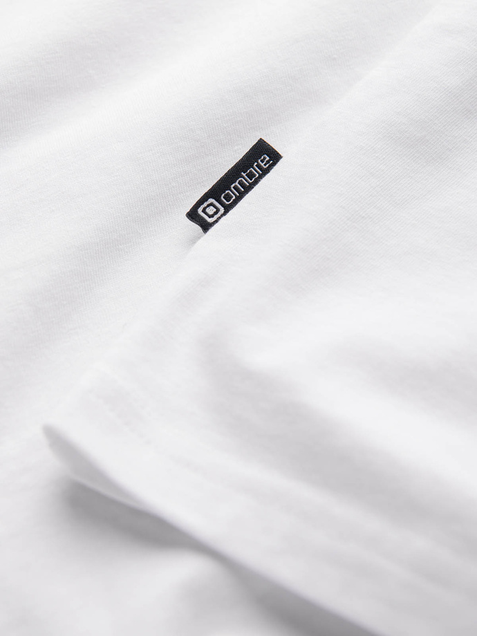 T-shirt męski V-NECK z elastanem - biały V1 OM-TSCT-0106