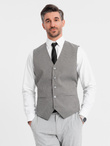 Men's jacquard casual vest without lapels - gray V2 OM-BLZV-0111