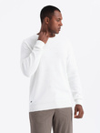 Sweter męski RELAXED FIT z dzianiny o diamentowym splocie – złamana biel V1 OM-SWSW-0110