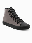 Buty męskie trampki z łączonych materiałów - grafitowe V8 OM-FOTH-0143