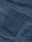 Men's cotton V-neck knit t-shirt with wash effect - navy blue V7 OM-TSWT-0242