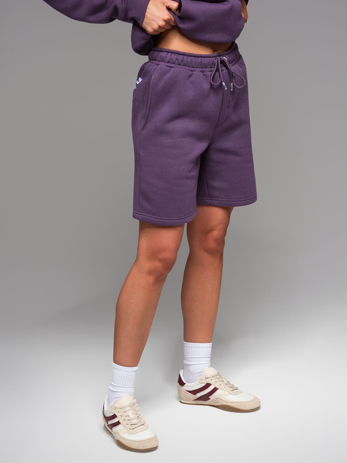 Unisex sweat shorts with drawstring waistband - purple V13 OU-SRBC-0101