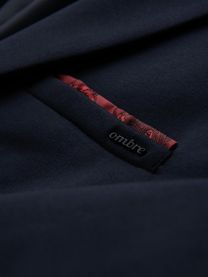 Dzianinowa marynarka męska o dopasowanym kroju - granatowa V3 OM-BLZB-0100