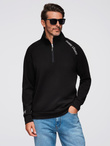 Men's sweatshirt with unbuttoned high collar and contrasting print - black V1 OM-SSZP-0211