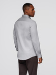 Men's SLIM FIT shirt in decorative fabric - gray V2 OM-SHCS-0175