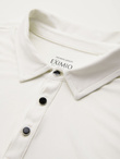 Long sleeve polo shirt with elegant branded buttons - cream V2 OM-POLS-0139