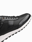 Buty męskie sneakersy sportowe ze skóry ekologicznej – czarne V2 OM-FOSL-0181 