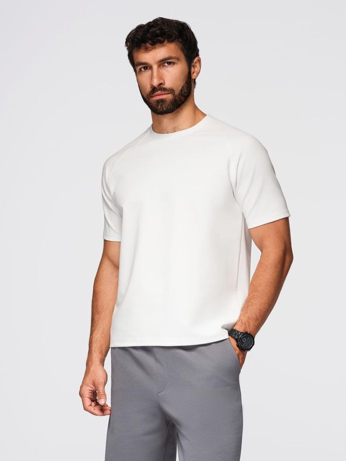 Koszulka męska COMFORT FIT z raglanowym rękawem – off-white V1 OM-TSCT-0240
