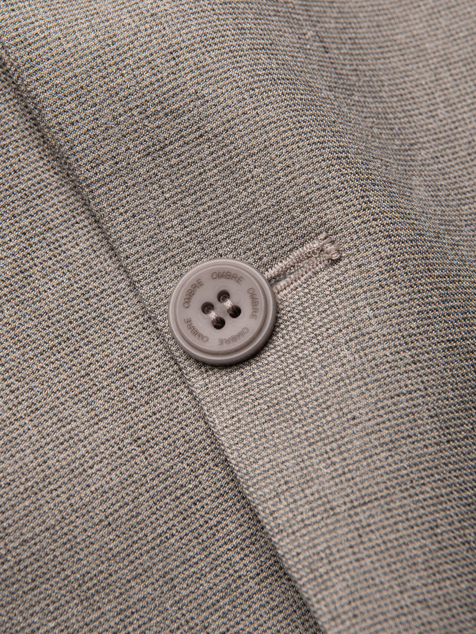 Men's elegant blazer with decorative buttons on cuffs - beige V3 OM-BLZB-0114