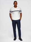 Men's soft knit polo shirt with contrasting stripes - white V1 OM-POSS-0118