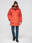 Men's long insulated jacket with reflective elements - orange V1 OM-JALJ-0169