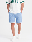 Spodenki męskie z tkaniny melanżowej LOOSE FIT - jasnoniebieskie V1 OM-SRSK-0116