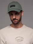Men's baseball cap with visor and rectangular patch - khaki V6 OM-ACCS-0104