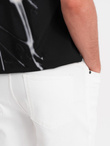 Men's denim shorts with a classic cut - white V1 OM-SRDS-0171