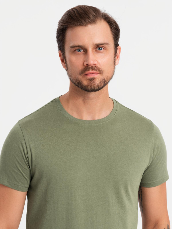 Zestaw męskich bawełnianych t-shirtów BASIC z okrągłym dekoltem – czarny/granatowy/khaki V3 OM-TSBS-0232