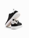 Męskie oldschoolowe sneakersy na grubej podeszwie – czarne V4 OM-FOSL-0170