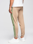 Men's sports jogger pants with stripes - brown V1 OM-PASK-0284