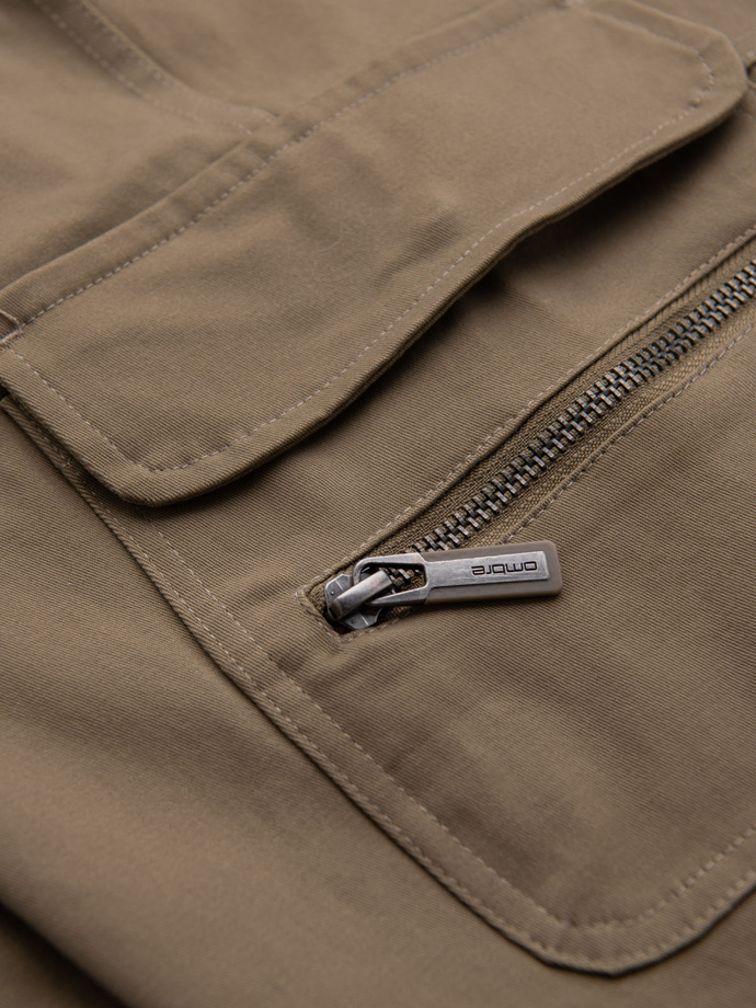 Spodnie męskie cargo STRAIGHT LEG z kieszeniami zapinanymi na zamek – khaki V3 OM-PACG-0204