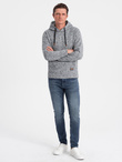 Men's non-stretch kangaroo hooded sweatshirt - grey melange V1 B1675