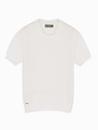 Men's cotton structured knit polo shirt - broken white V4 OM-POSS-0117