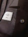 Men's double-breasted coat with decorative buttons - dark brown V3 OM-COWC-0137