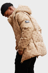Men's jacquard patterned puffer jacket-brown V2 OM-JAHP-0195