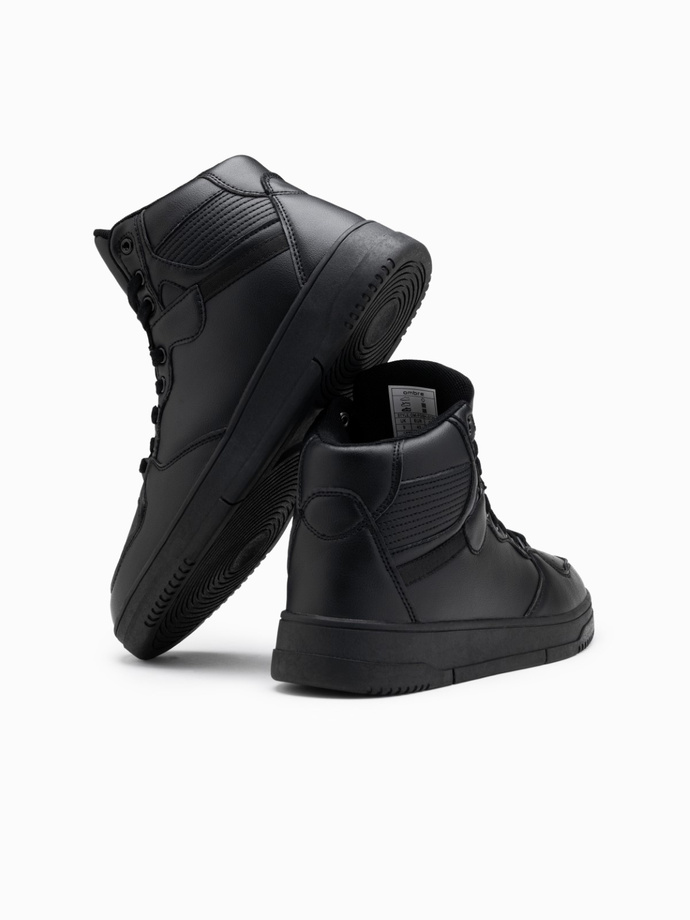 Męskie buty sneakersy z wysoką cholewką – czarne V6 OM-FOSH-0139