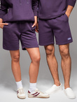 Dresowe szorty unisex ze ściągaczem w pasie – fioletowe V13 OU-SRBC-0101